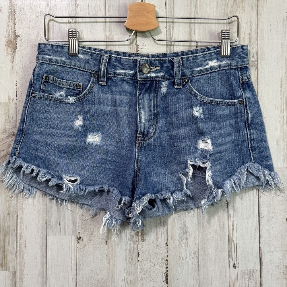 Free People Jean Denim Shorts 28 Festival Shorty Distressed Casual Summer